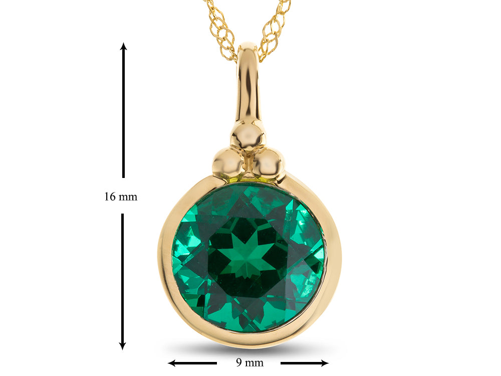 FJC Finejewelers 8mm Round Bezel Set Simulated Emerald Pendant Necklace - Chain Included
