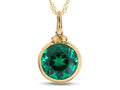 FJC Finejewelers 8mm Round Bezel Set Simulated Emerald Pendant Necklace - Chain Included