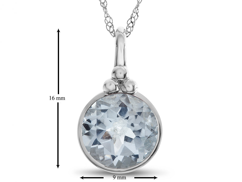 FJC Finejewelers 8mm Round Bezel Set White Topaz Pendant Necklace - Chain Included
