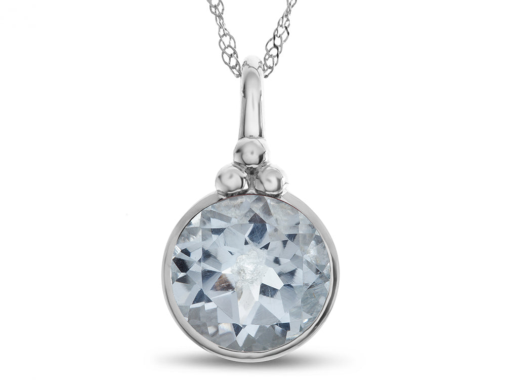 FJC Finejewelers 8mm Round Bezel Set White Topaz Pendant Necklace - Chain Included