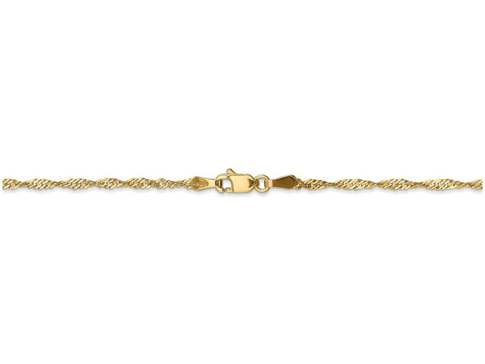 FJC Finejewelers 9 Inch 14k Yellow Gold 1.70mm Singapore Chain Ankle Bracelet (Smaller Ankles)