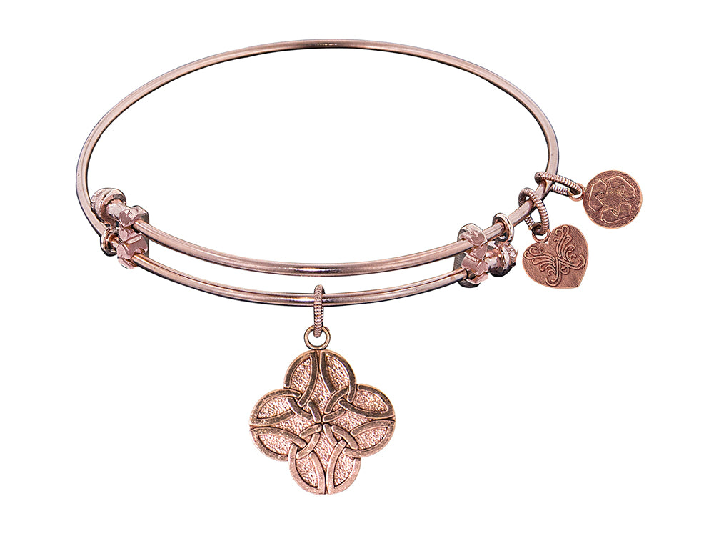 Angelica Collection Non-antique Pink Stipple Finish Brass celtic Four Knot Expandable Bangle