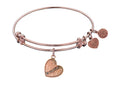 Angelica Collection Antique Pink Stipple Finish Brass daughter Heart Expandable Bangle Complementing PGEL1004