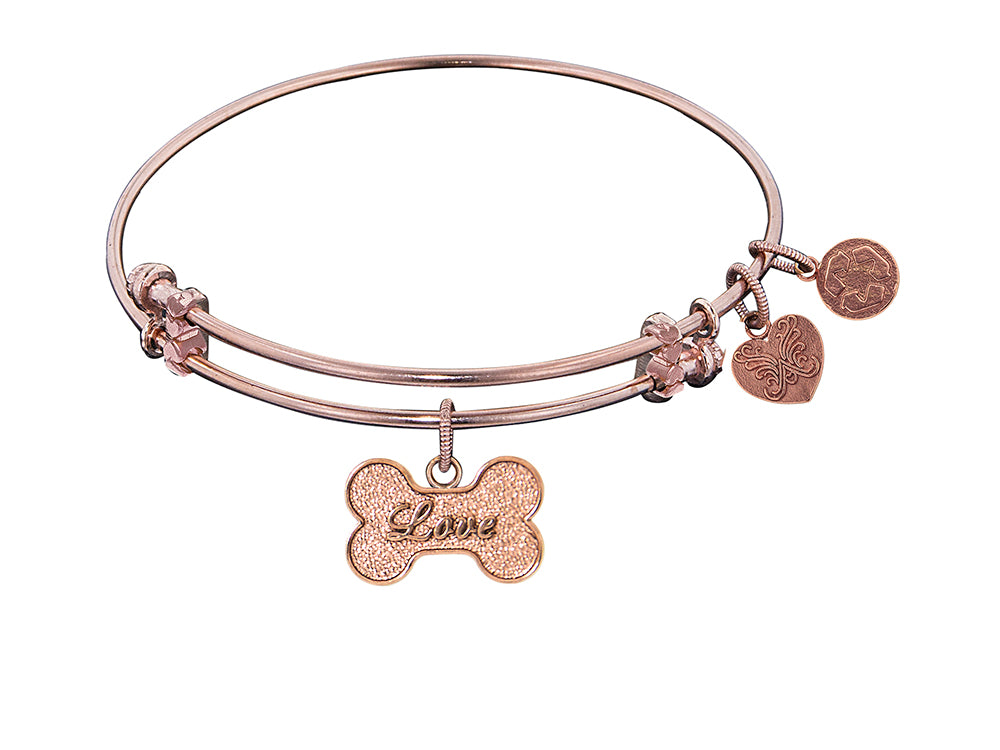 Angelica Collection Non-antique Pink Stipple Finish Brass bone W/love  Expandable Bangle