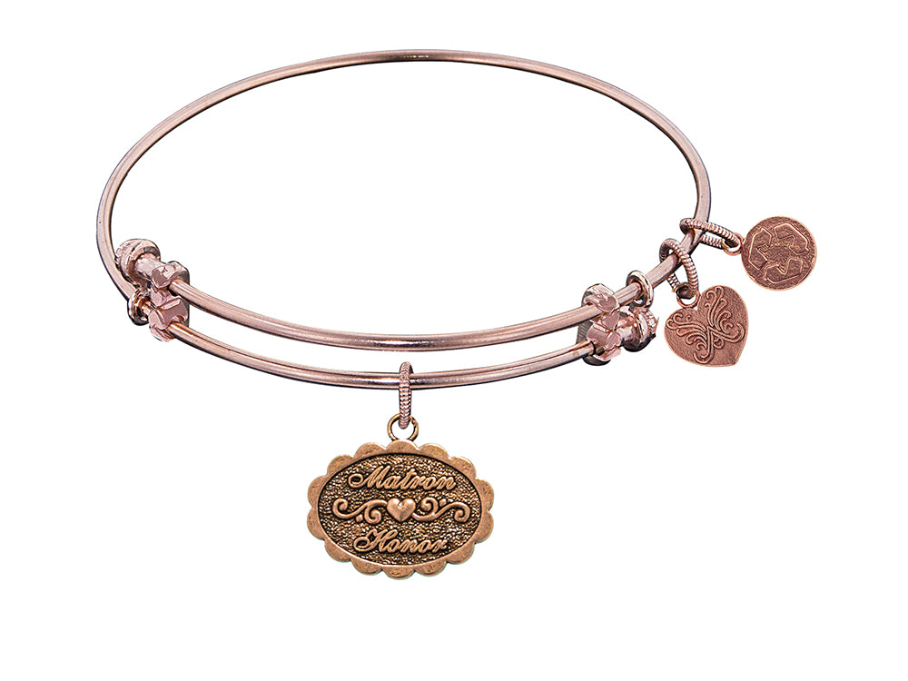 Angelica Collection Antique Pink Stipple Finish Brass matron Of Honor  Expandable Bangle