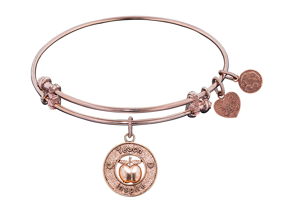 Angelica Collection Non-antique Pink Stipple Finish Brass apple; Teach, Inspire Expandable Bangle