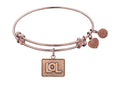 Angelica Collection Antique Pink Stipple Finish Brass laughing Out Loud Expandable Bangle