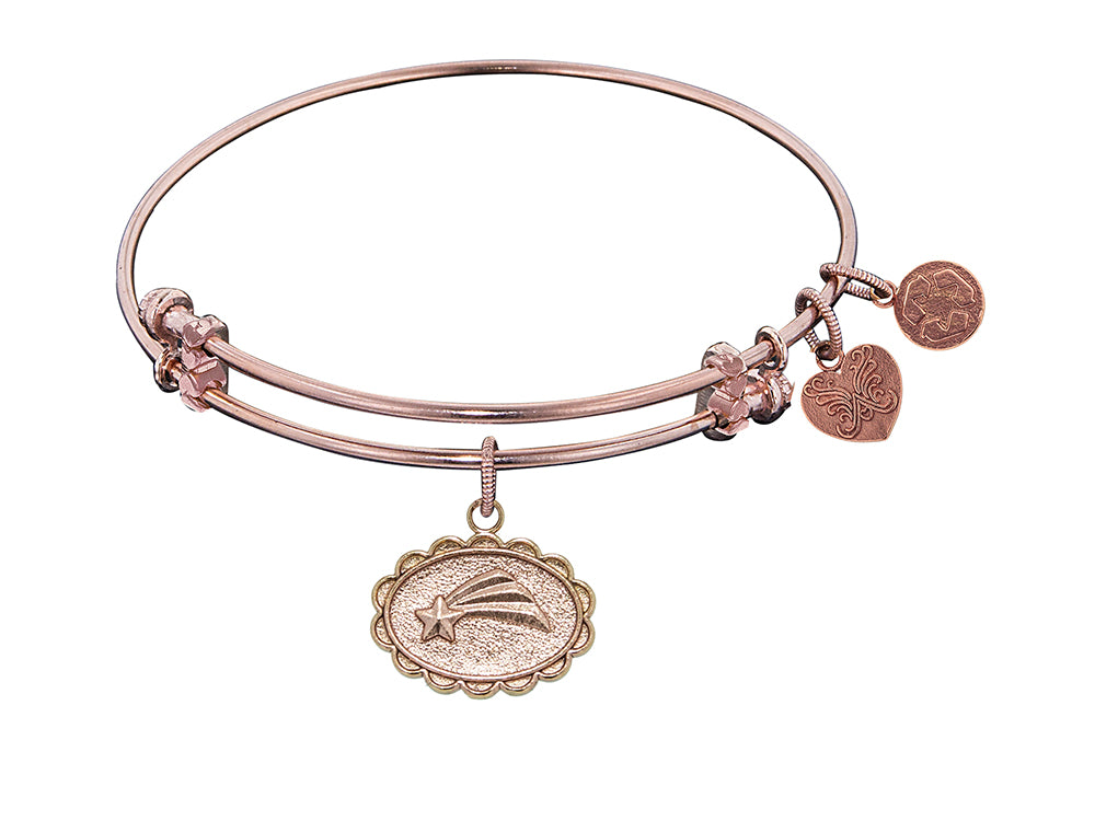 Angelica Collection Non-antique Pink Stipple Finish Brass shooting Star Expandable Bangle