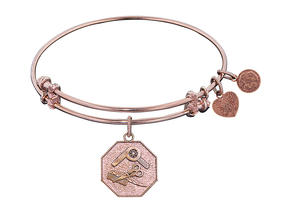 Angelica Collection Non-antique Pink Stipple Finish Brass hairstylist Expandable Bangle