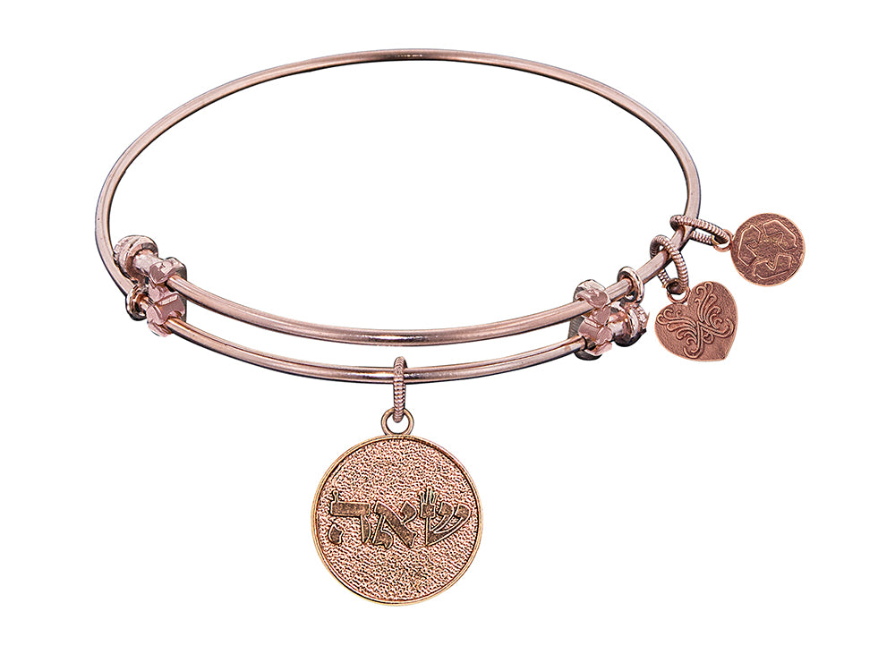 Angelica Collection Non-antique Rose Stipple Finish Brass find Your Soul Mate Shema-or Expandable Bangle