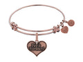 Brass Pink Finish Pay It Forward Charm On Pink Angelica Collection Bangle