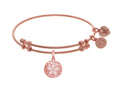 Angelica Collection Brass With Pink Sanddollar Charm With White CZ On Pink Bangle