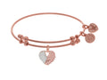 Brass With Pink+white Finish Heart Charm With CZ On Pink Angelica Collection Bangle