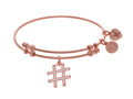 Brass With Pink Finish Hash Tag Charm On Pink Angelica Collection Bangle