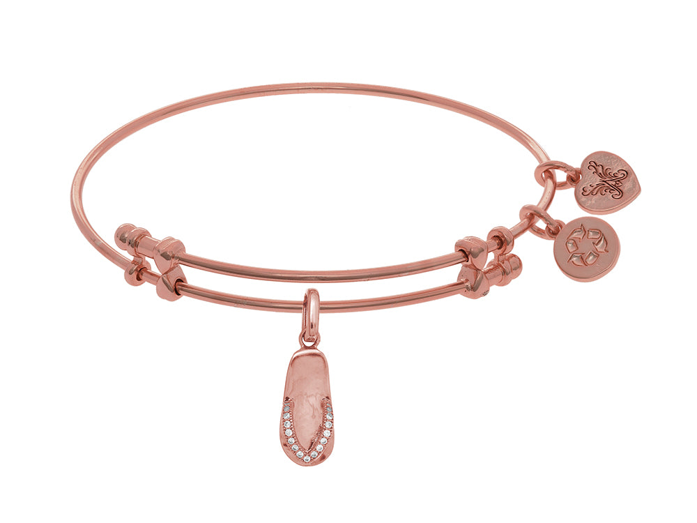 Brass With Pink Flip Flop Charm With CZ On Pink Angelica Collection Bangle