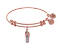 Brass With Pink Flip Flop Charm With Created Opal On Pink Angelica Collection Bangle