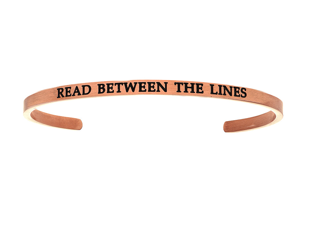 Intuitions Stainless Steel Pink Finish read Between The Lines Cuff Bangle