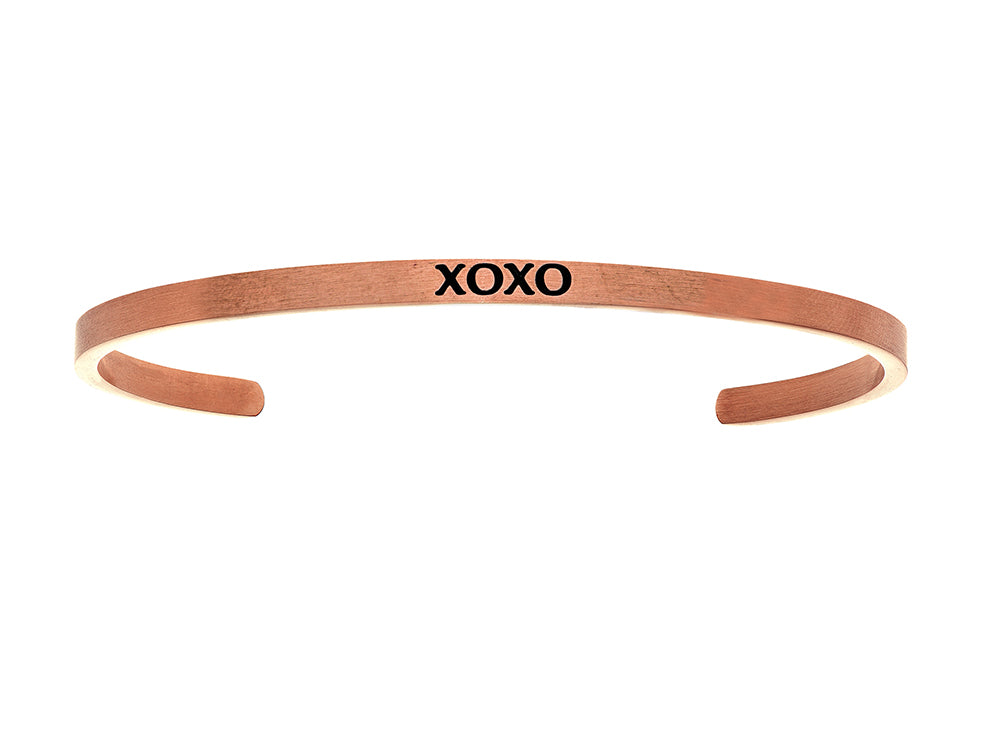 Intuitions Stainless Steel Pink Finish xoxo Cuff Bangle