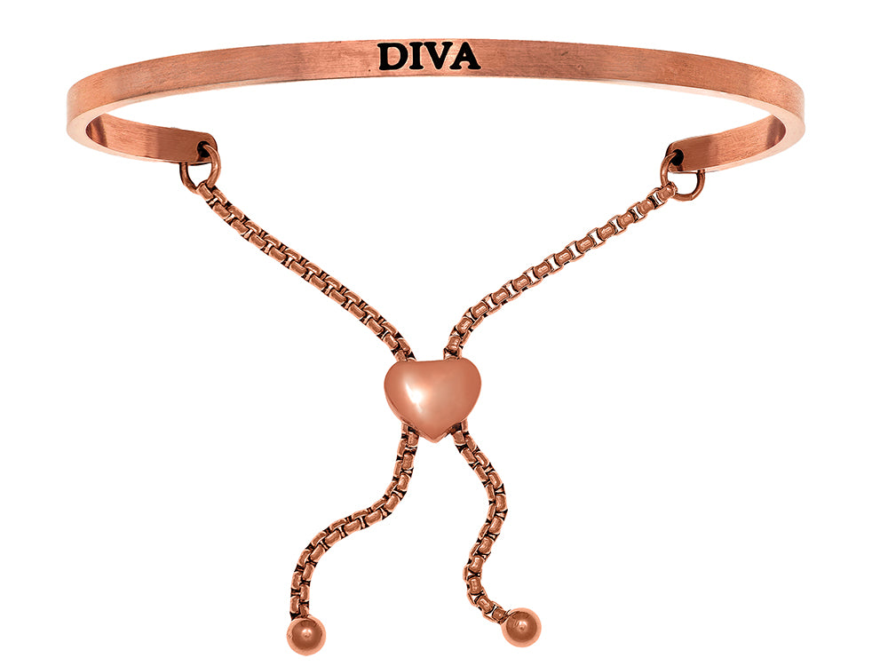 Intuitions Stainless Steel Pink Finish diva Adjustable Friendship Bracelet