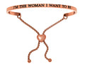 Intuitions Stainless Steel Pink Finish i’m The Woman I Want To Be Adjustable Friendship Bracelet