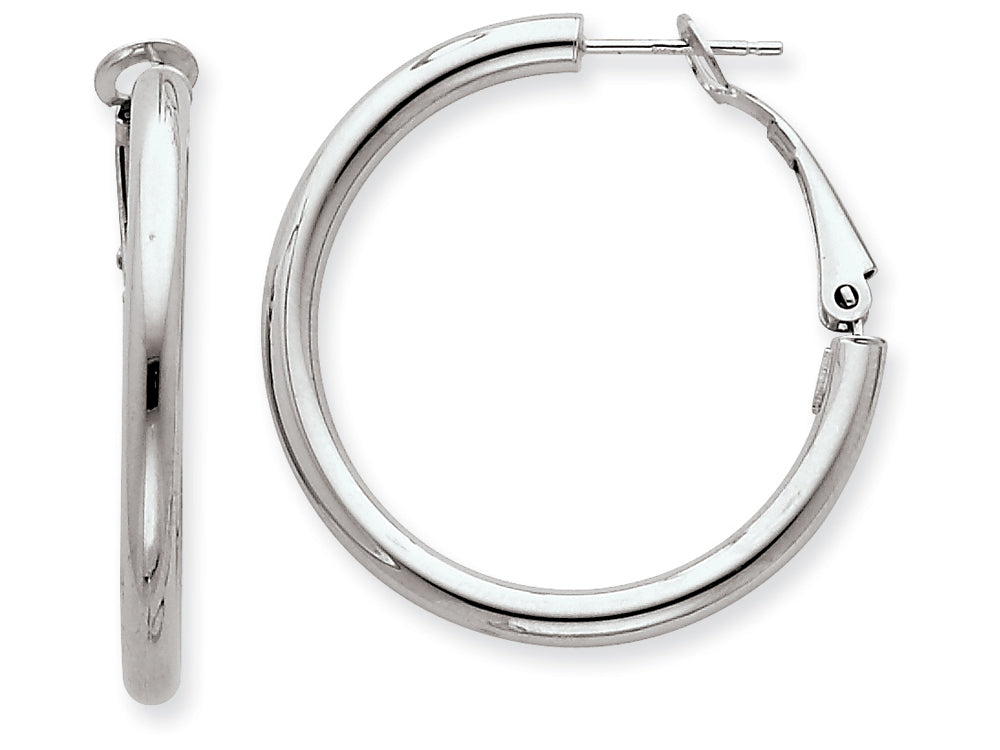 FJC Finejewelers 14k White Gold 3x25mm Polished Round Hoop Earrings