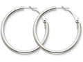 FJC Finejewelers 14k White Gold 3x30mm Polished Round Hoop Earrings