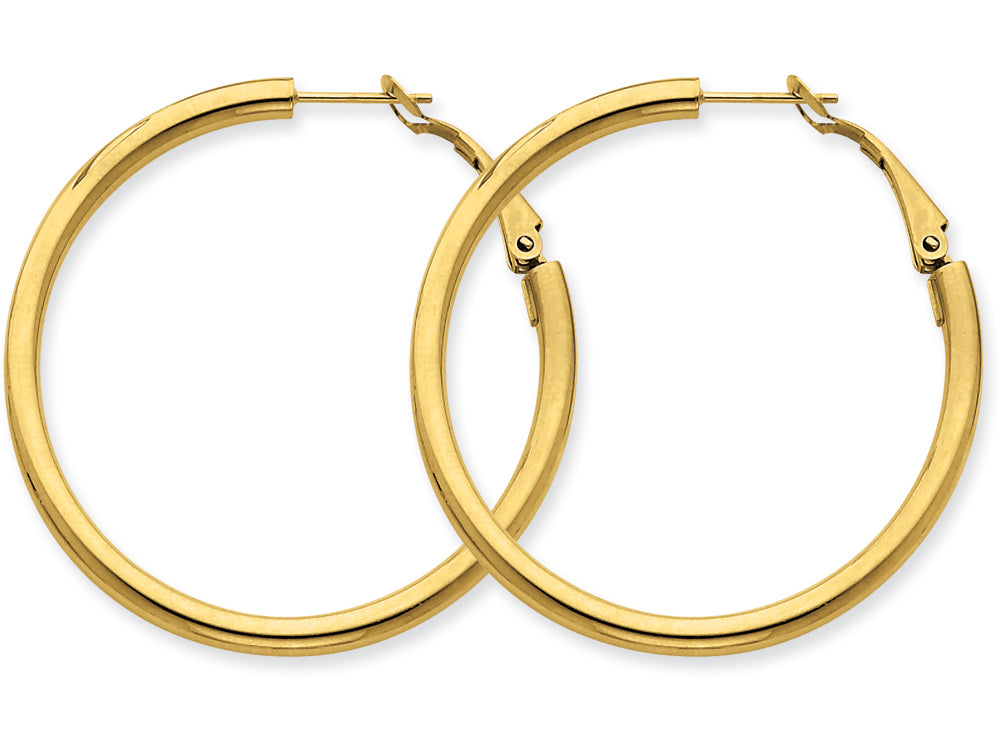 FJC Finejewelers 14k Yellow Gold 3x35mm Polished Round Hoop Earrings