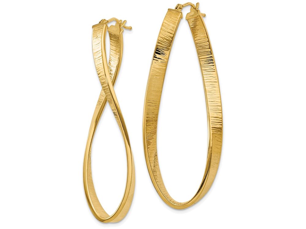 FJC Finejewelers 14k Yellow Gold Textured Twisted Oval Hoop Earrings