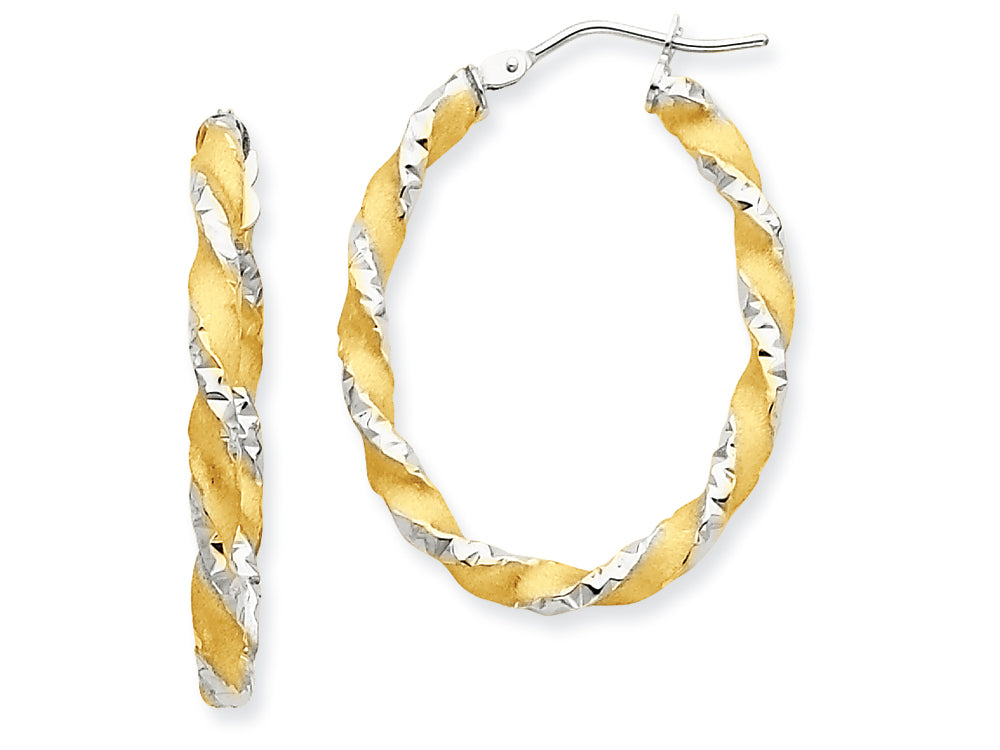 FJC Finejewelers 14k Yellow Gold and Rhodium Twisted Hoop Earrings
