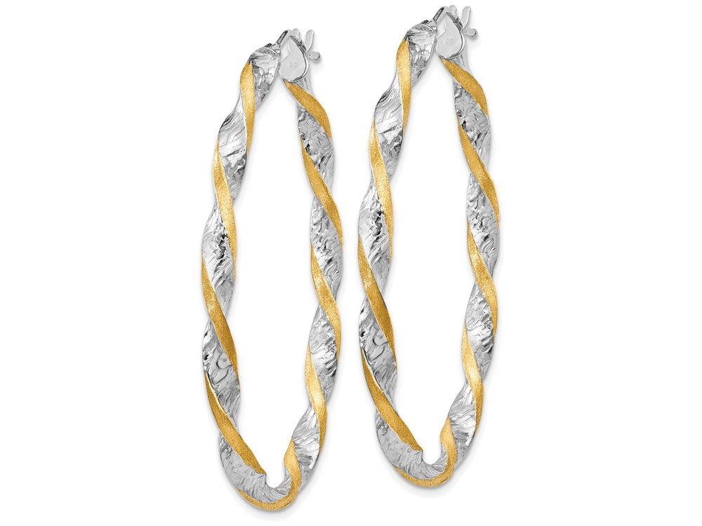 FJC Finejewelers 14 kt Two Tone Gold and Rhodium Twisted Hoop Earrings