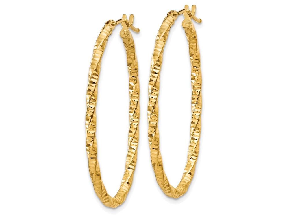 FJC Finejewelers 14k Yellow Gold Textured Oval Hoop Earrings