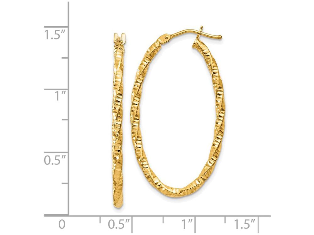 FJC Finejewelers 14k Yellow Gold Textured Oval Hoop Earrings