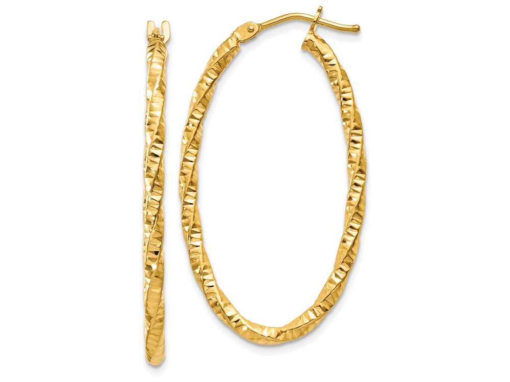 FJC Finejewelers 14k Yellow Gold Textured Oval Hoop Earrings