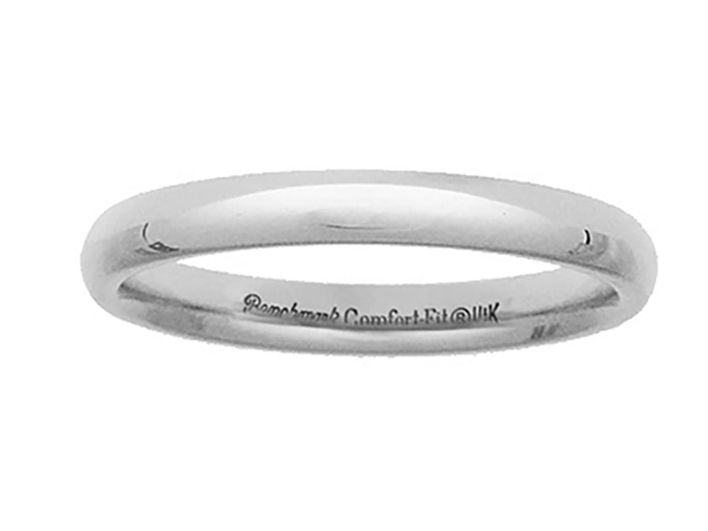 Benchmark Platinum 3mm Slightly Domed Standard Comfort-fit Ring
