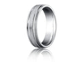 Benchmark Platinum 6mm Comfort-fit Satin-finished With Parallel Grooves Carved Design Wedding Band Ring