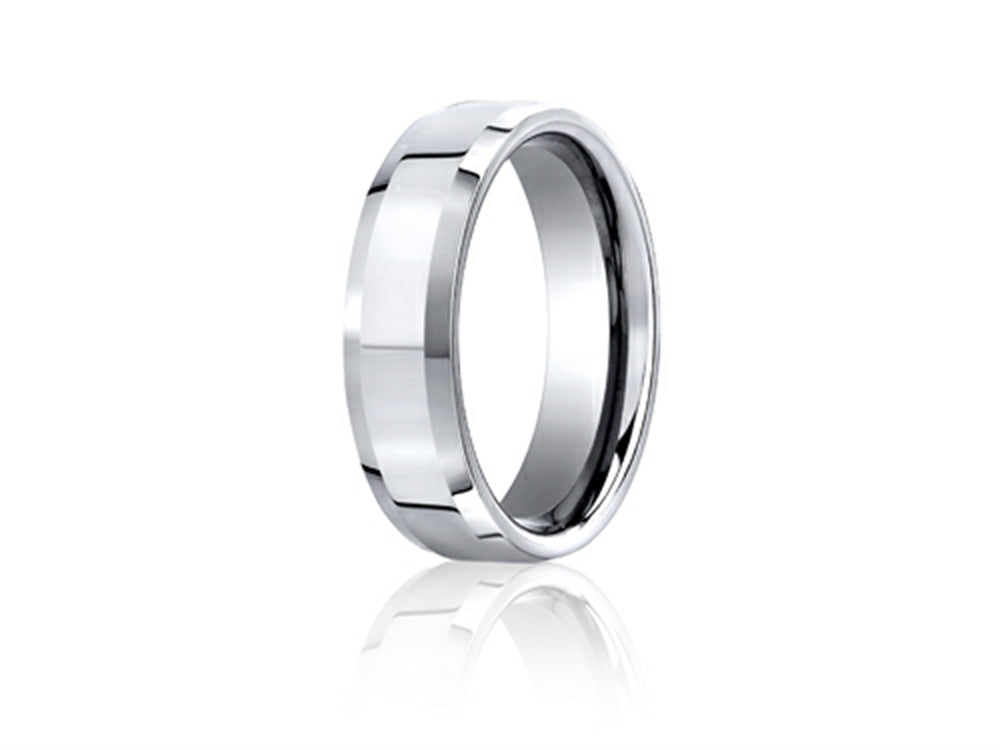 Benchmark Platinum 6mm Comfort-fit High Polished Carved Design Wedding Band Ring