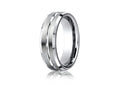Benchmark Platinum 6mm Comfort-fit Satin-finished With High Polished Cut Carved Design Wedding Band Ring