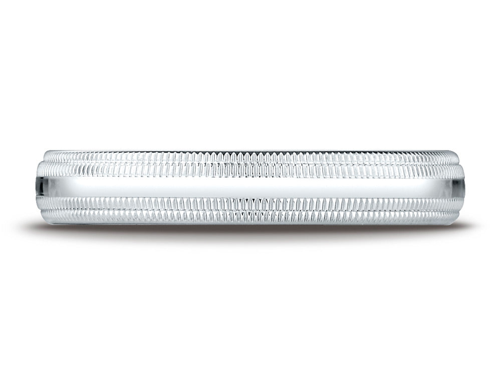 Benchmark Platinum 4mm Slightly Domed Standard Comfort-fit Wedding Band / Ring With Double Milgrain