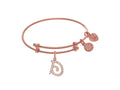 Brass With Pink Finish Charm Initial D On Pink Angelica Tween Bangle (Small)