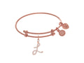 Brass With Pink Finish Charm Initial L On Pink Angelica Tween Bangle (Small)