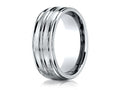 Benchmark Platinum 8mm Comfort-fit Satin-finished Polished-Center Round Edge Wedding Band Ring