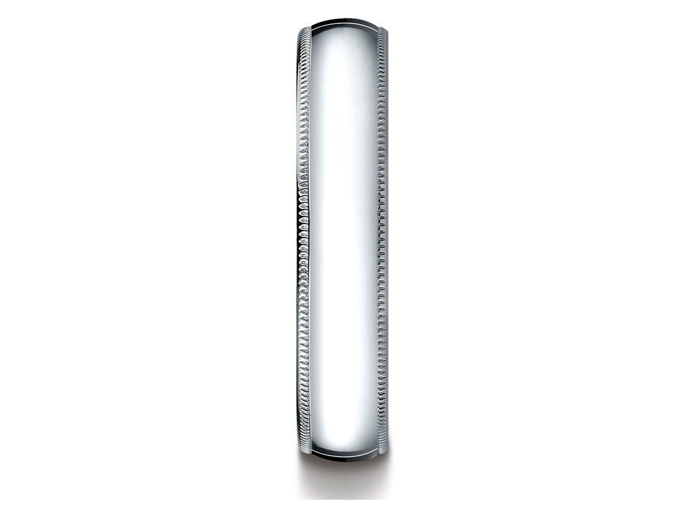 Benchmark Platinum 5mm Slightly Domed Super Light Comfort-fit Wedding Band / Ring With Milgrain