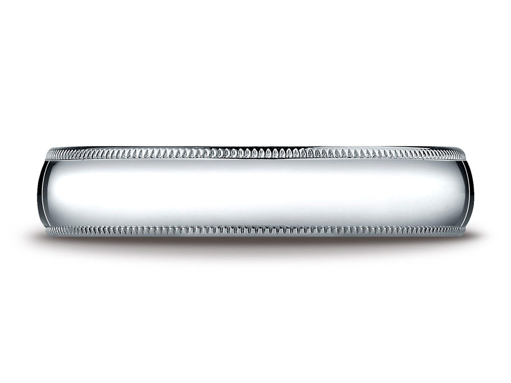 Benchmark Platinum 5mm Slightly Domed Super Light Comfort-fit Wedding Band / Ring With Milgrain