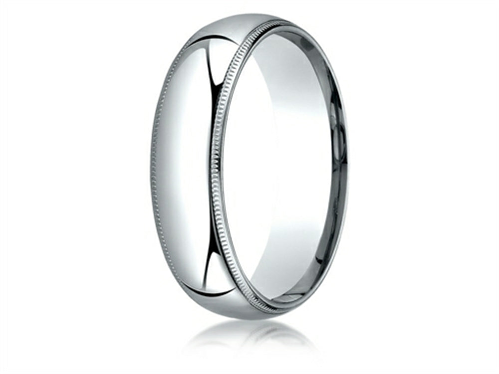 Benchmark Platinum 6mm Slightly Domed Super Light Comfort-fit Wedding Band / Ring With Milgrain