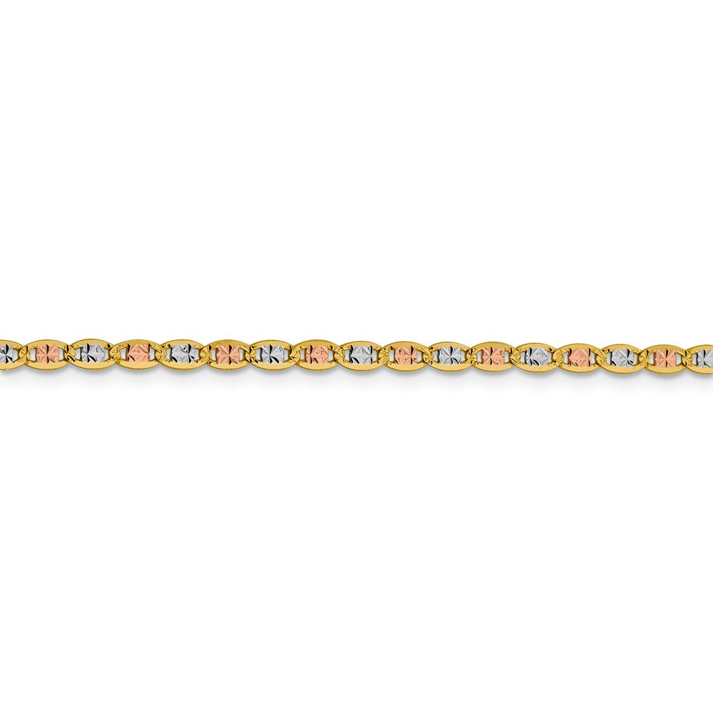 FJC Finejewelers 14 kt Yellow Gold 2.75mm Tri-color Rhodium Pavé Valentino Chain