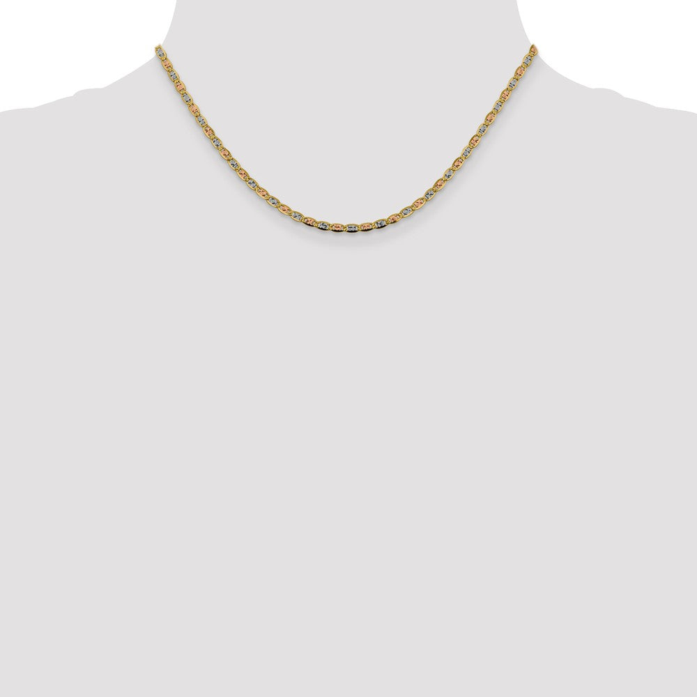 FJC Finejewelers 14 kt Yellow Gold 2.75mm Tri-color Rhodium Pavé Valentino Chain