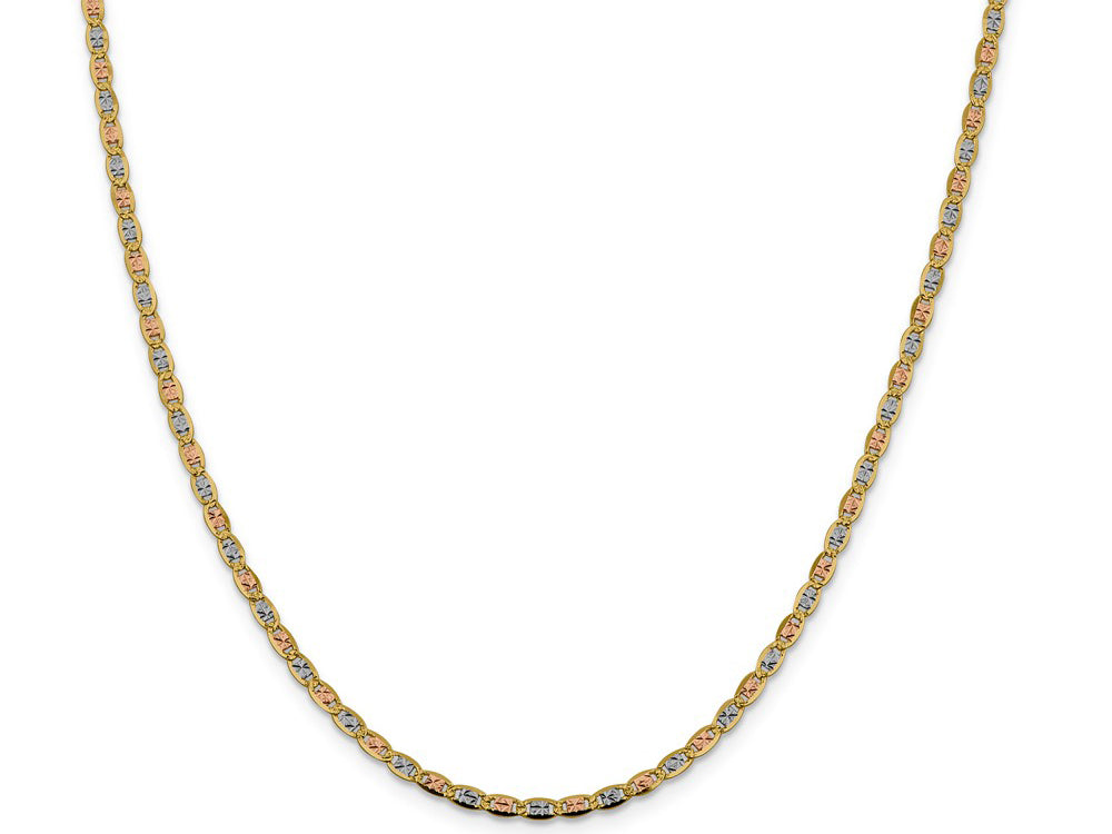 FJC Finejewelers 14 kt Yellow Gold 2.75mm Tri-color Rhodium Pavé Valentino Chain