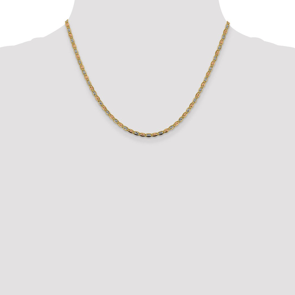 FJC Finejewelers 14 kt Yellow Gold 2.75mm Tri-color Rhodium Pavé Valentino Chain