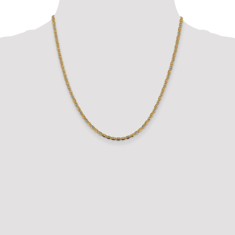 FJC Finejewelers 14 kt Yellow Gold 2.75mm Tri-color Rhodium Pavé Valentino Chain