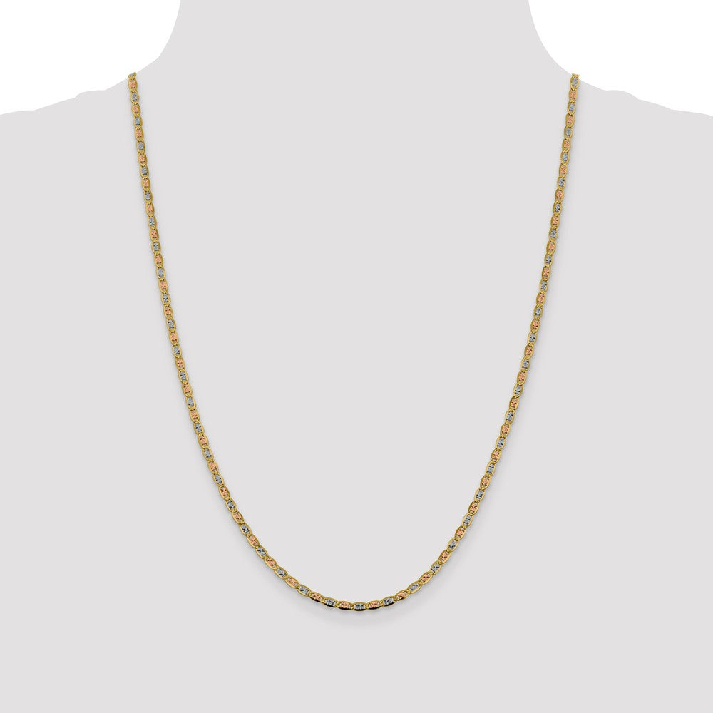 FJC Finejewelers 14 kt Yellow Gold 2.75mm Tri-color Rhodium Pavé Valentino Chain